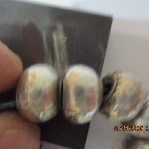 Silvered wooden beads like new, 22 pieces, 12 mm