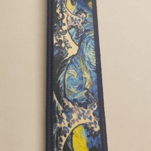 Embroidered fabric keychain The Great Wave Off Kanagawa Vincent Van Gogh Style new