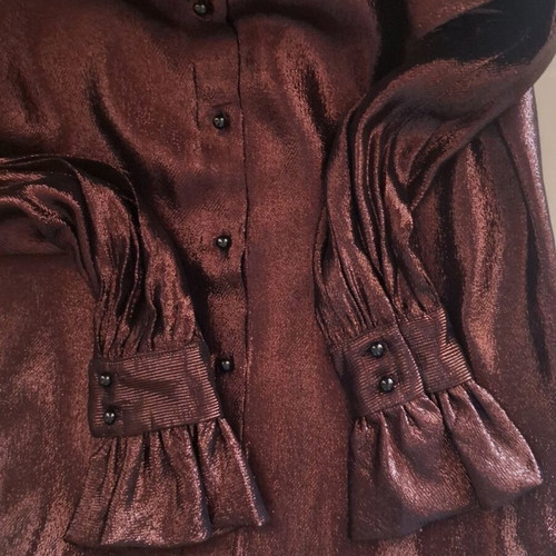 Les Bourdelles Des Garcons metallic blouse brown like new, size M