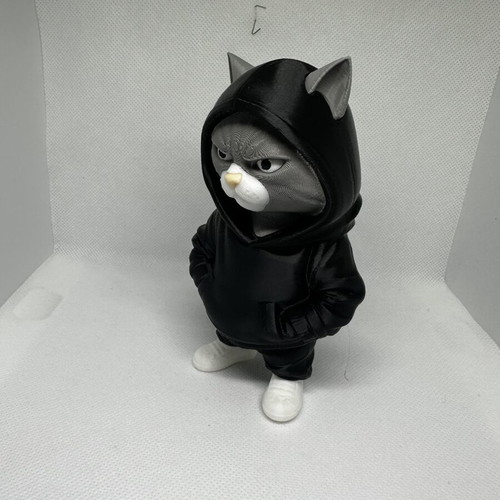 Hooded Cat figure like new 3D printed, 14cm