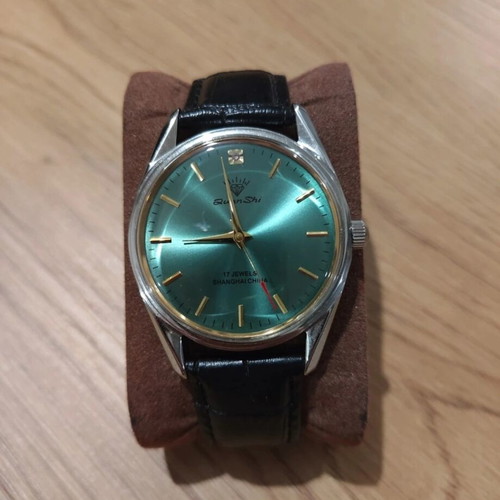 ZuanShi automatic wristwatch unisex, new with black leather strap