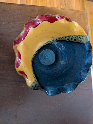 Clay container with color handmade like new