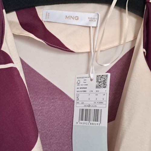 Mango women's jumpsuit with belt, long sleeves, beige and purple