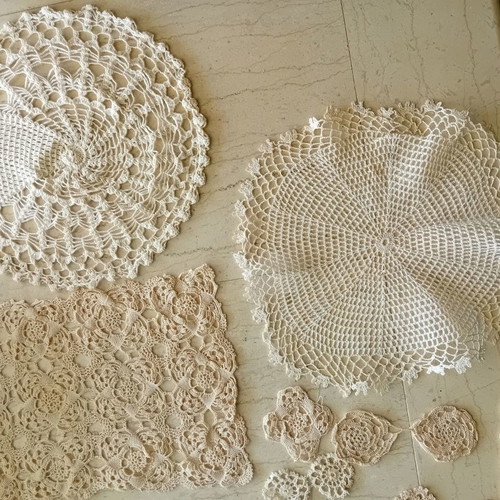 Grandma's vintage crochet handiwork from chest