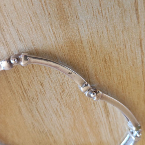 Silver 925 bracelet split type with six linked flat pieces