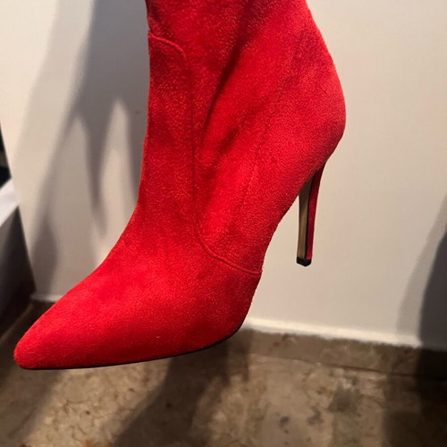 Sante red suede boots like new, 10 cm heel