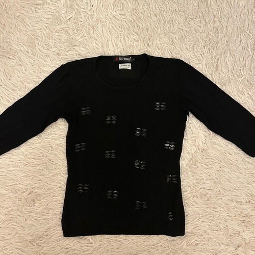 Black blouse with three-quarter sleeves like new, size L
