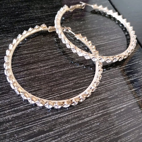 Large hoop earrings with rhinestones like new