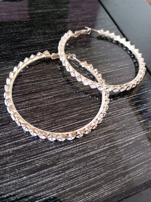 Large hoop earrings with rhinestones like new