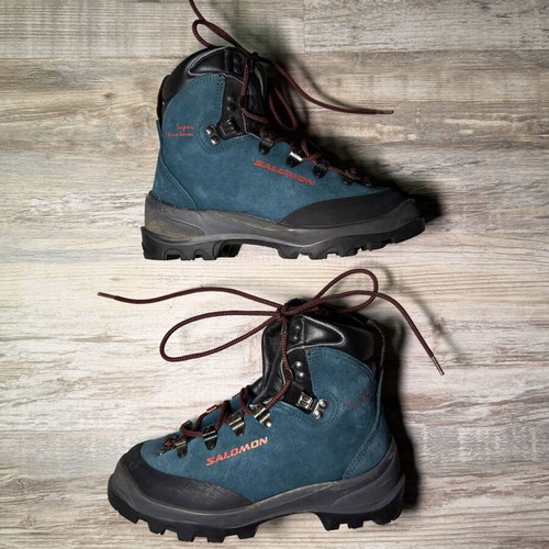Salomon Super Mountain hiking boots, blue suede leather, US 5.5 EU 36 2/3