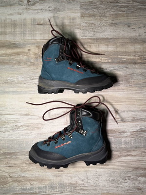 Salomon Super Mountain hiking boots, blue suede leather, US 5.5 EU 36 2/3