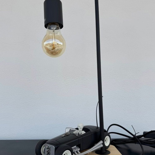 Industrial Hot Rod lamp new with vintage Edison bulb and wooden base