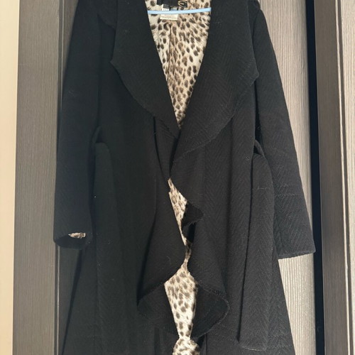 Just Cavalli coat like new with tiger print lining and belt, size 42