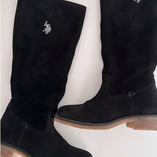 U.S. Polo Assn. black suede boots like new