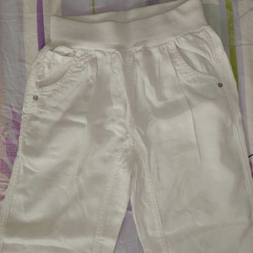 Trybeyond fabric pants like new, white, size 128, age 8, cool and comfortable