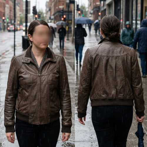 Leather jacket used, women's size M, brown