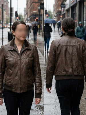 Leather jacket used, women's size M, brown
