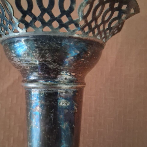 Silver-plated candlestick used, height 21 cm