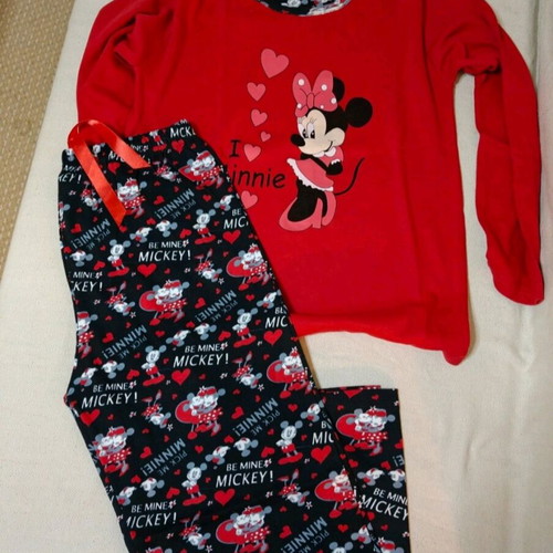 Minnie women's cotton pajamas new, size L, black and red