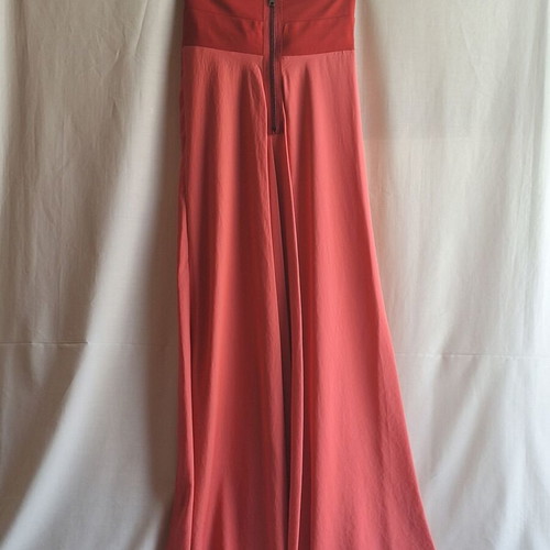 Aqua Colorblock Strapless Maxi Dress Coral Red Size S like new