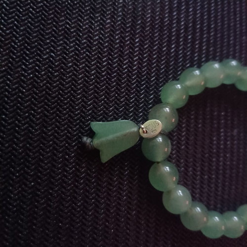 Tous bracelet with natural green jade and silver charm, new