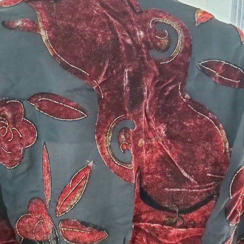 Scarf new, red velvet with thread embroidery