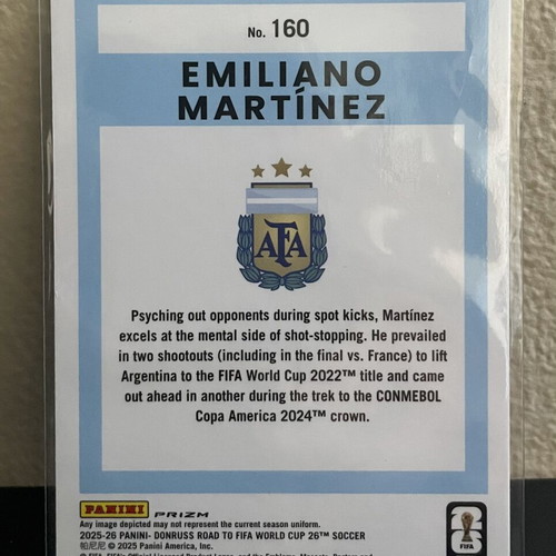 2025-26 Panini Donruss Optic Road to World Cup Silver Emiliano Martinez #160 like new
