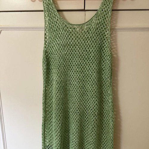 H&M beachwear knitted mini dress with glitter and sequins light green, new