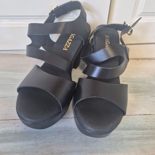 Ragazza leather sandals size 40, new, black, platform heels