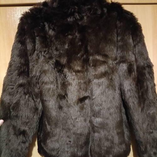 Italian Faux Fur Jacket like new, brown, sizes L and XL