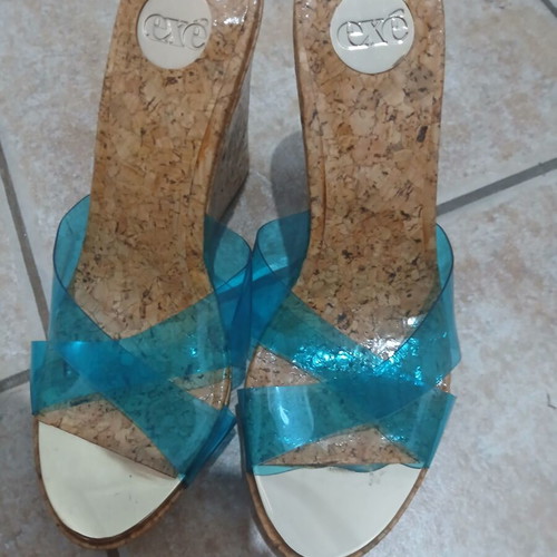Exe women's blue-beige platform sandals size 38
