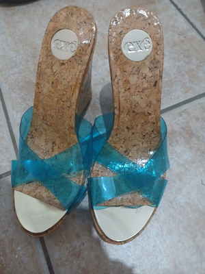 Exe women's blue-beige platform sandals size 38