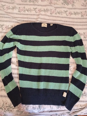 Scotch & Soda ριγέ μάλλινο πουλόβερ, XL, μπλε και τιρκουάζ