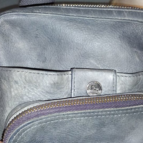 Longchamp Crossbody Messenger Bag, genuine leather, grey