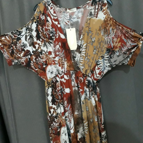 Plus Size Φόρεμα (Μέγεθος XL) κοντομάνικο, μακρύ, καινούργιο, με λάστιχο στη μέση