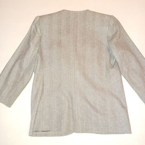 Christian Dior vintage women's jacket used, gray, 80's herringbone