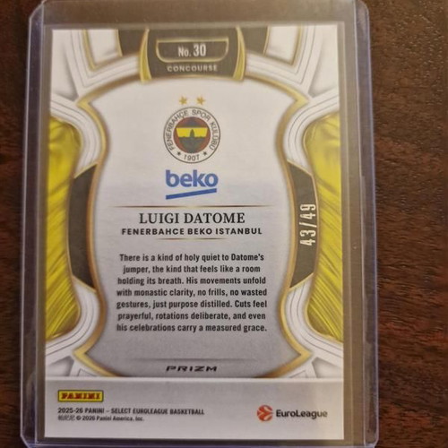 Panini Euroleague Select Fenerbahce Datome card new