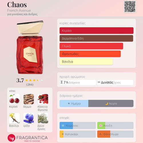 Chaos unisex perfume 100 ml, French Avenue