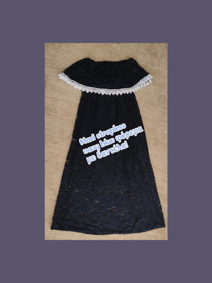 Maxi strapless φόρεμα navy blue με δαντέλα σαν καινούργιο