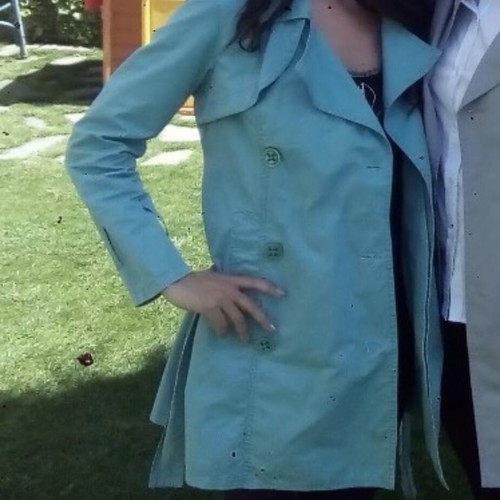 Turquoise trench coat, size M