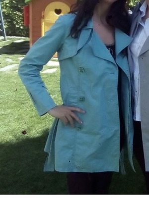 Turquoise trench coat, size M