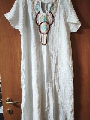 Bohemian maxi embroidered dress new, white, size M