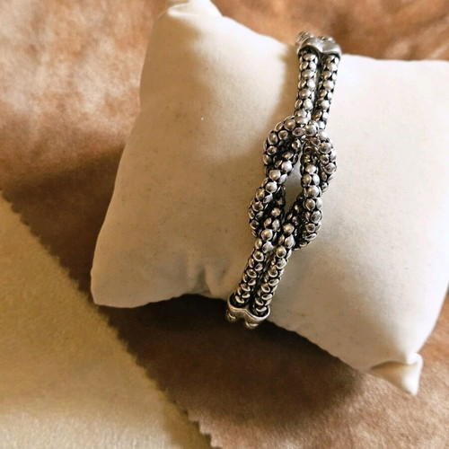 Silver bracelet 925 knot used, vintage, 19 cm