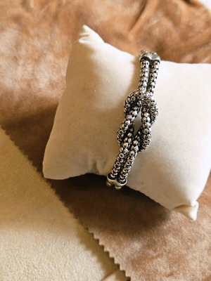 Silver bracelet 925 knot used, vintage, 19 cm