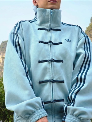 Tang Viral Jacket Adidas σαν καινούργιο, μπλε και τιρκουάζ, μέγεθος M