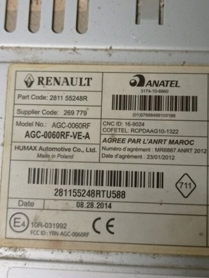 Ράδιο/CD εργοστασιακό Dacia Duster 2015 μεταχειρισμένο με USB και Bluetooth