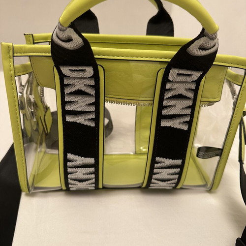 DKNY crossbody handbag, yellow-green, transparent with inner pouch