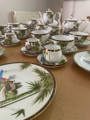 Vintage Hayasi Japanese Fine China Geisha Girl Bone China Kutani tea set like new