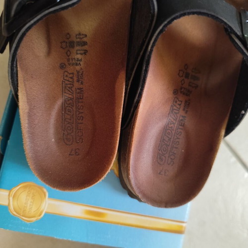 Goldstar leather sandals like new, adjustable straps, size 37, black