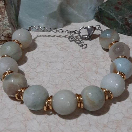 Amazonite bracelet in surgical steel new